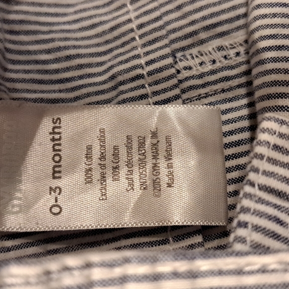 Gymboree boys 0-3 months shortall and bucket hat blue & white striped - Picture 6 of 8